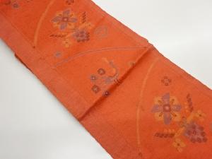 本場筑前博多すくい織抽象花に孔雀模様織出し名古屋帯